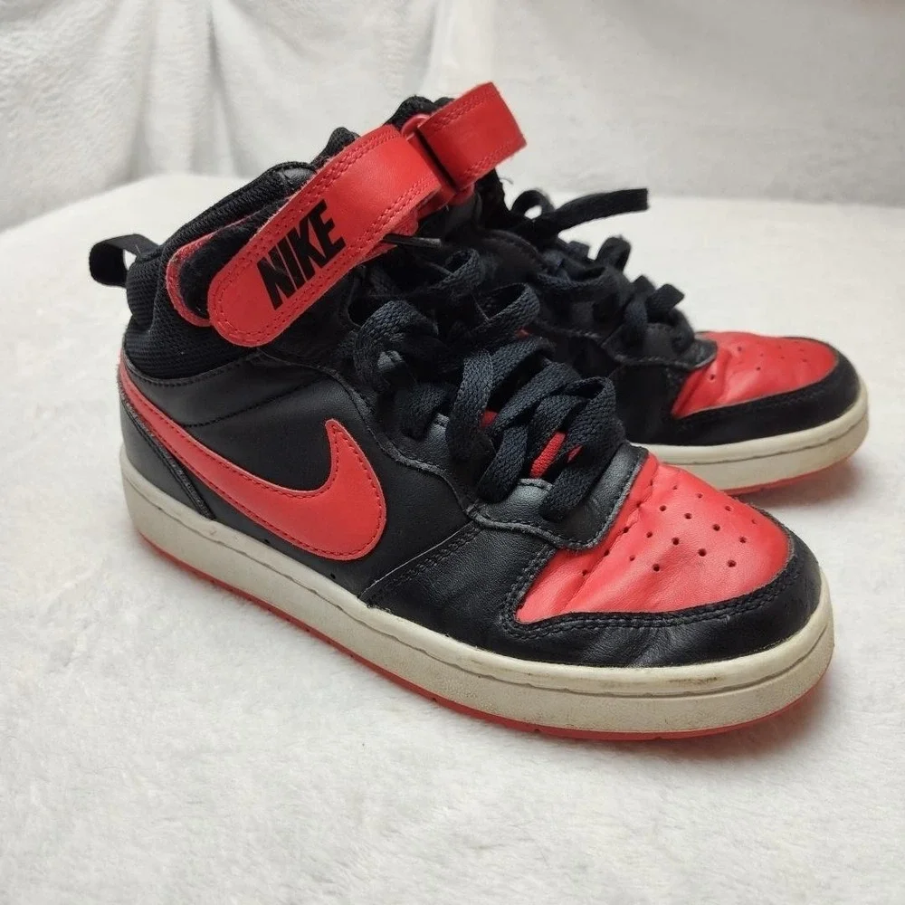 Nike Shoes Kid 4Y Black Red Jordan Borough Mid Sneaker Athletic Strap‎ CD7782